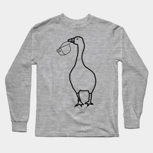 White Goose Steals Hat Minimal Line Long Sleeve T-Shirt